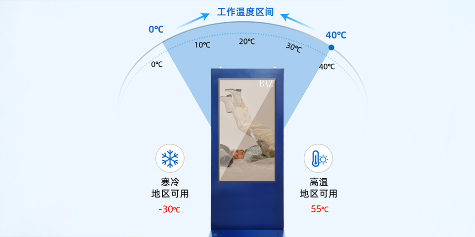 蓝色户外落地式防水广告机